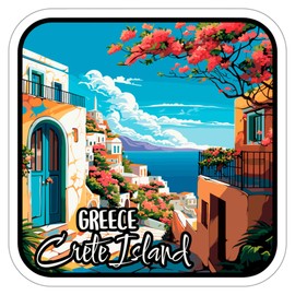 Crete Island Greece Sticker Travel Outdoors Decal Vinyl Small Waterproof for Water Bottle Mug Passport Book Scrapbook Notebook Laptop Tumbler Skateboard Computer Phone Size 4" Funny Gift ID44990
