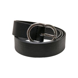 Urban Classics Small Ring Buckle Belt, Black/Silver, L