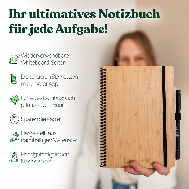 BAMBOOK Classic Notebook - Bamboo Wood Hardcover - A4 -