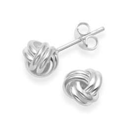 Sterling Silver Wool Knot Earrings - SIZE: 6mm. Gift Boxed silver wool Knot Stud Earrings. 5198