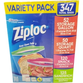 Ziploc Gallon, Quart, Sandwich, and Snack Storage Bags - Variety pack - 347