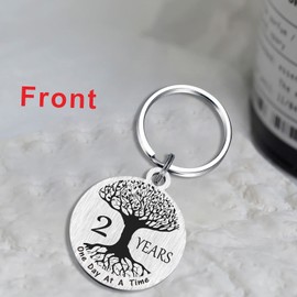 TANWIH 2 Year Sobriety Gifts - Two Year Sober Keychain - Proud of You 2 Year Recovery Gifts for Men Women