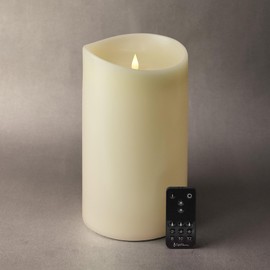 Softflame Flameless Candle - 6" x 10.5"Ivory - Flickering Moving Flame Pillar Candle, Includes Remote Control - Real Wax - 2 x C Battery Operated - Not Included