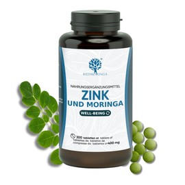RedMoringa® Zinc Tablets 15 mg - 300 Vegan Tablets - High Dose Zinc and Moringa for Optimal Health, Zinc Capsules in Premium Quality - ESN for Energy and Immunity