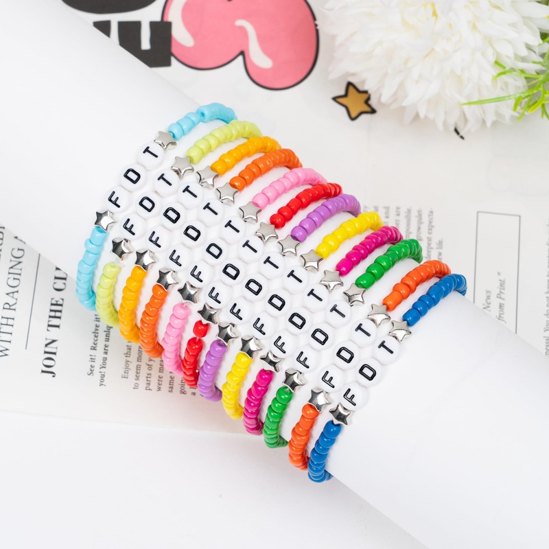 BHronony FDT Bead Friendship Bracelets - 12pcs Colorful Jewelry for