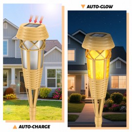 Evelynsun Solar Outdoor Lights – Torches with Flickering Flame for Garden Decor, Waterproof Garden, Outdoor Patio & Pathway Yard Decorations with Flame Torches - 8 Pack