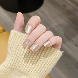 [Overseas] Gel Nail Sticker Wearable Nail Sticker High-quality Handmade New Style Wearable Yellow Cat Eye Wearable Little F041-Ch-04 [4-piece Set Free]+ XS 20ea