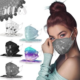 Paquete de 50 mascarillas desechables de diente de león para mujeres, para el cuidado de la piel, para adultos, transpirables, no tejidas