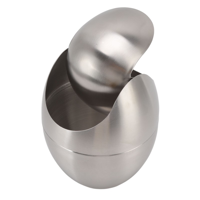 Desktop Trash Can Stainless Steel Egg Shape Mini Countertop Waste