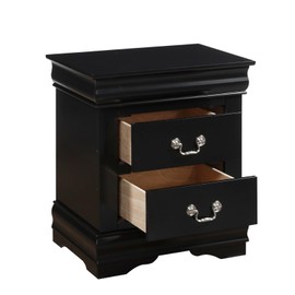 Yardlio Nightstand - Louis Philippe Collection, Engineered Wood and Veneer, Brushed Nickel Hardware, Crown Molding Detail