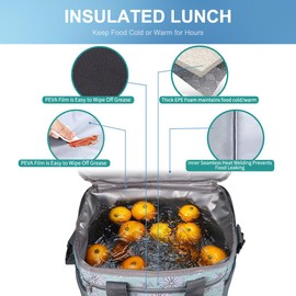 Iknoe Large Cooler Bag Collapsible 24 Can Insulated Bags Leakproof Lunch Cooler Tote with Multi-Pockets for Adult Insulated Thermal Bag for Beach, Picnic, Office Work(Daisy)