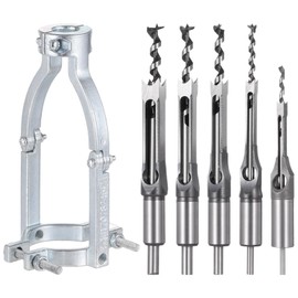 Square Hole Drill Bit Adapter and Square Hole Drill Bit Set, Mortising Chisel Set, Woodworking Mortiser Drill Bit, Mortising Attachment for Drill Press