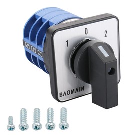 Baomain LW28-32/D303.3 Rotary Cam Changeover Switch, 3 Phase 660V 32A 12 Terminals, 1-0-2 Positions, Panel Mount Industrial Selector Switch