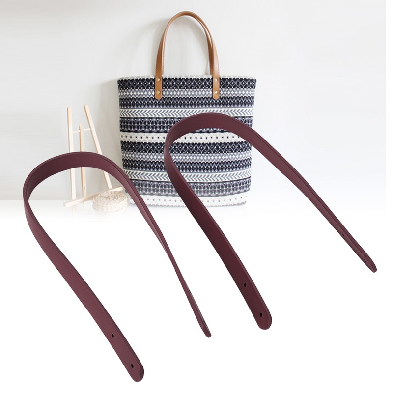 2PCS 65cm Handmade Leather Bag Handles with Rivets DIY Patchwork