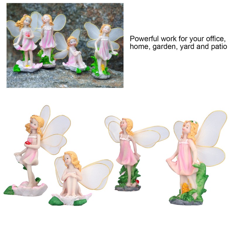 4Pcs Flower Fairies Figurines Statue Garden Home Ornament Resin Model