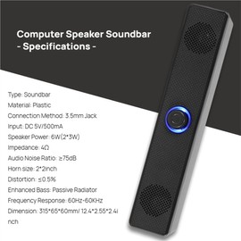 Universal Stereo Bass Sound Computer Speakers 3.5mm USB Wired Soundbar for Desktop Laptop