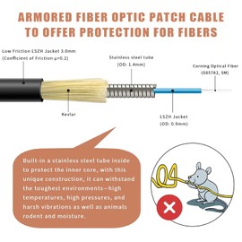 100 Meters SC to SC Fiber Optic Patch Cable, Outdoor Armored Single Mode SC/UPC to SC/UPC Fiber Jumper Optical Patch Cord- SIMPLEX - 9/125um - OS1/OS2 Compatible, LSZH Black