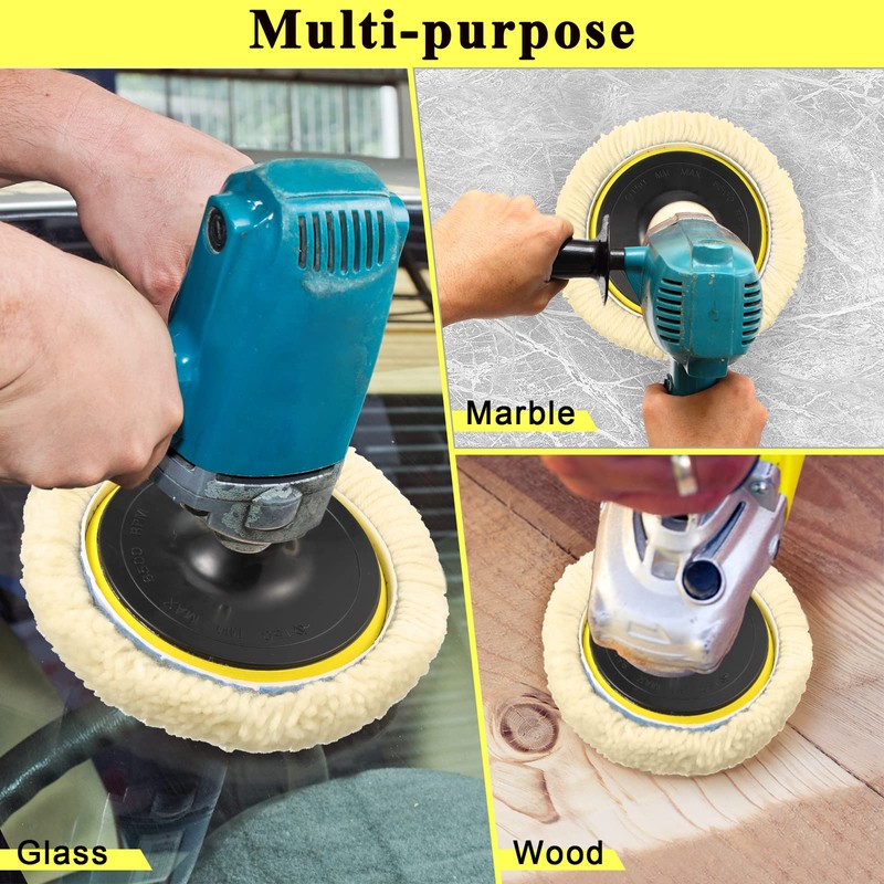 Tallew 8 Pcs 6 Inch Wool Buffing Polishing Pads Hook