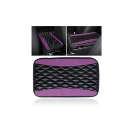 Couslcd Auto Center Console Pad, Universal Waterproof Armrest Seat Box Cover, Car Interior Accessories, Leather Auto Armrest Cover Protector for Most Vehicle, SUV, Truck (Purple)