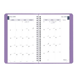 Blueline® Essential Academic Weekly/Monthly Planner, 13 Months, July 2025 to July 2026, Twin-Wire Binding, Soft Vicuana Cover, 8" x 5", Purple, Bilingual (CA101BF.03-26)