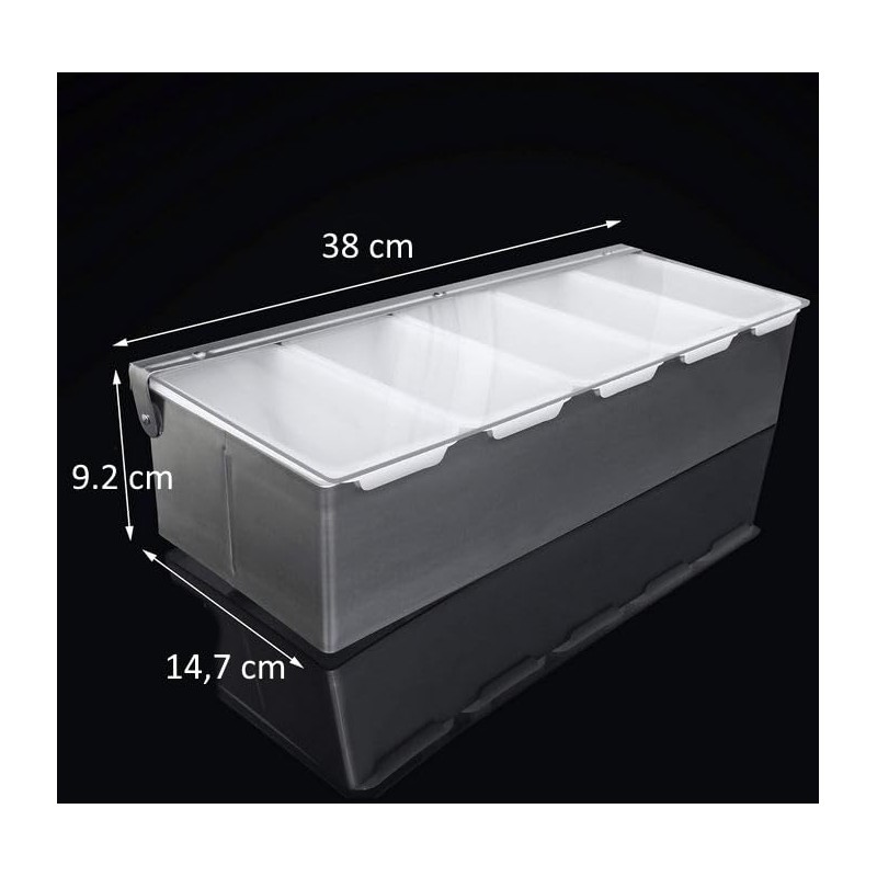 Ingredient Container Stainless Steel Side Container 5 Compartments with Transparent