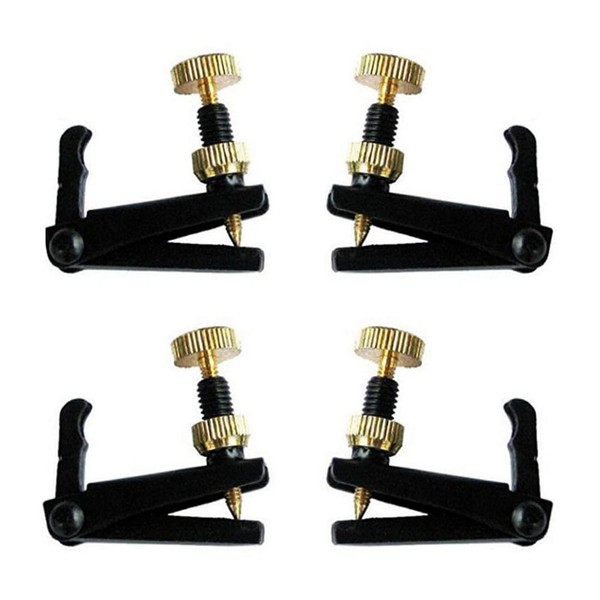 4 Pack Violin Fine Tuners,for 4/4-3/4 Violin,Metal String Adjusters,Nickel Plated,Anti-Rust,Black