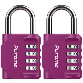 Puroma 2 Pack Combination Lock for Locker 4 Digit Outdoor Waterproof Padlock for School, Gym, Sports, Fence, Toolbox, Gate, Case, Outdoor, Hasp Storage (Red-Violet)
