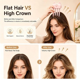 Heated Root Volumizer Hair Clip, Hair Crown Lifting Styler Booster, Temperature Control Hair Volume Tool for Fine & Thick Hair, Portable Type-C Rechargeable Styling Clip for Women