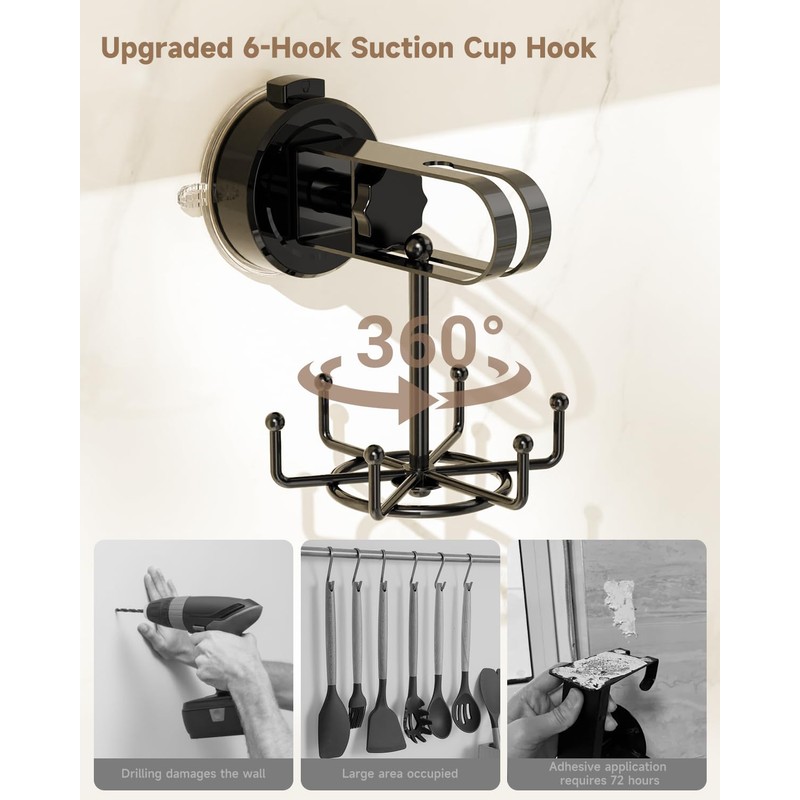 BANGMANG 2 Pack Vacuum Suction Cup Kitchen Utensil Hook with