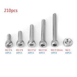 M2.5 Screw Set, Hex Socket Bolts, Multi-purpose, Hex Socket Screw Screws, Storage Case, 210 pcs, M2.5 Electronic Products