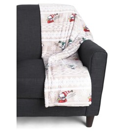 Berkshire Blanket & Home Co Peanuts Gang Christmas Velvet Soft Plush Throw Blanket (Gray - Fair Isle Sledding & Skating, Throw 50x70)