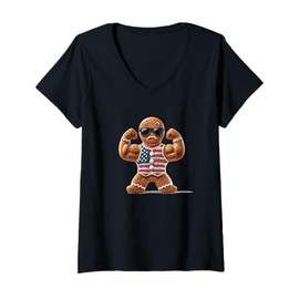 Womens Beach Bodybuilding Cookie Man Costume for Man and Woman V-Neck T-Shirt