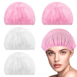 4 PCS Mesh Sleep Bonnet for Sleeping Night Net Plopping Cap for Drying Curly Hair Diffuser Cap for Curly Hair Nets Sleep Caps Shower Caps for Women (White, Pink)