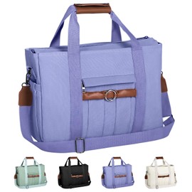 Canvas Tote Bag for Women with Zipper and Compartments Large Canvas Crossbody Bags with Pockets Top Handle Shoulder Handbags Mommy Handbags Satchel Bags for Women (Purple)