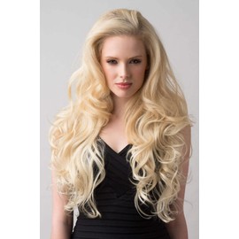 Blonde half wig hairpiece (3/4 wig), loose curls: Suki champagne blonde #613