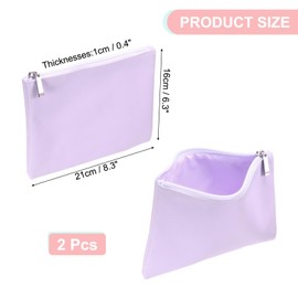 sourcing map PU Leather Makeup Bag, 2pcs Waterproof Cosmetic Organizer Bag Soft Zipper Pencil Pouch Travel Toiletry Case for Women Girls Office(Purple, Large)