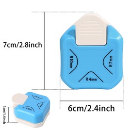 3 in 1, R 4/7/10 mm Corner Punch, Corner Rounder, Made of Metal and Plastic, for Crafts with Paper, Cards Design and Scrapbooking
