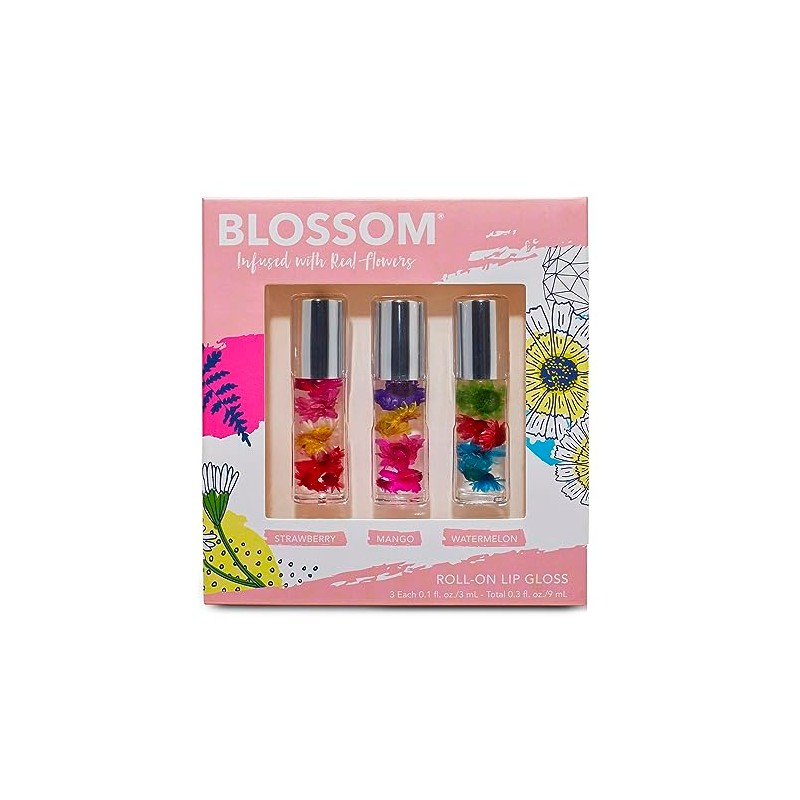 Blossom Roll-On LIP GLOSS Set de 3-0.3oz/8.9ml/each