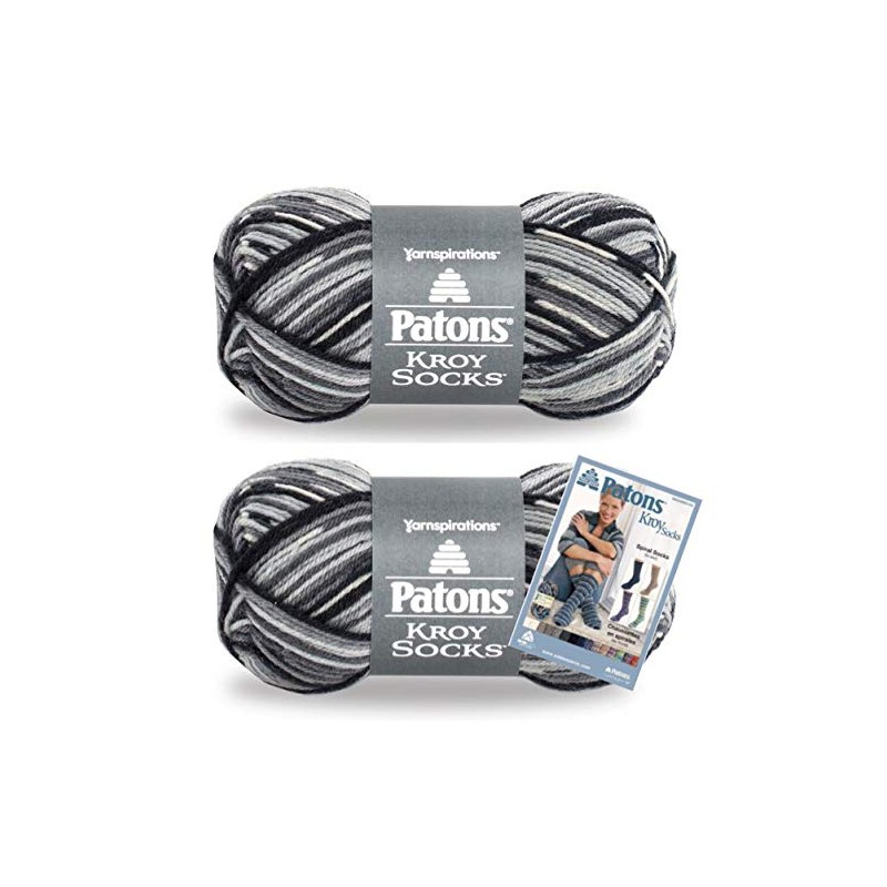 Patons Yarn Kroy Socks Yarn, 2-Pack, Slate Jacquard Plus Pattern