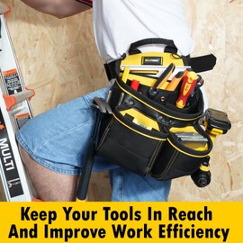 MELOTOUGH Carpenter Tool Pouch with 10 Pockets,Framer Belt Bag,Tool Belt Pouch with Hammer Holder for Roofers,Plumbers,Constructors,Handyman,Electrician