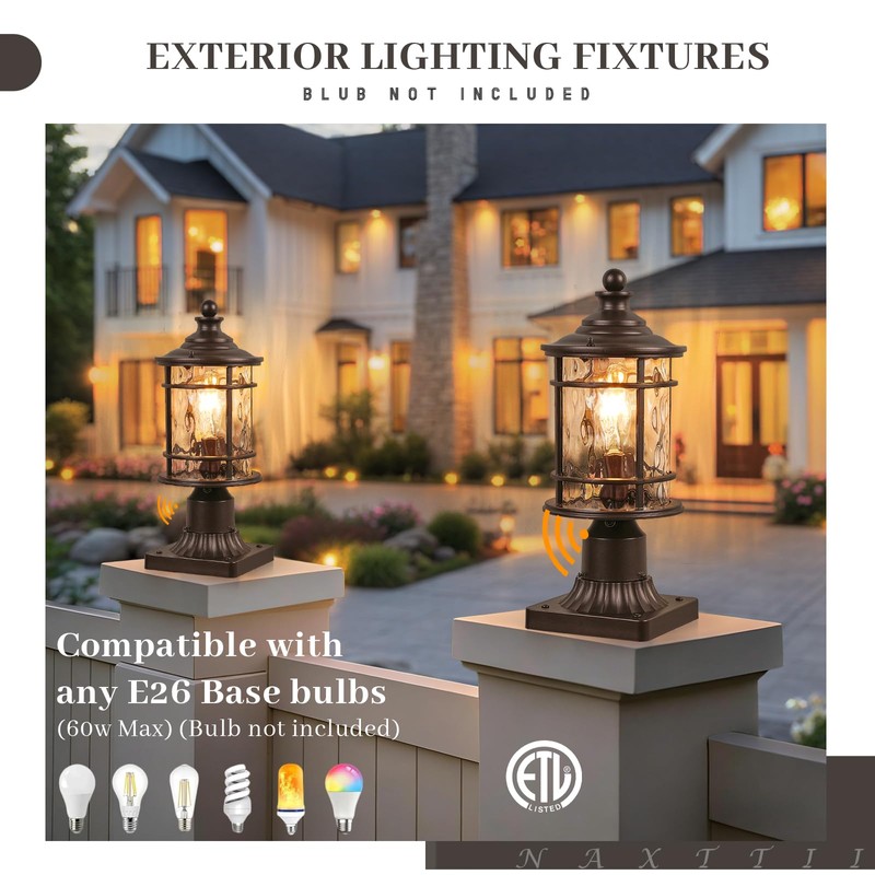 NAXTTII Dusk to Dawn Outdoor Post Lights Waterproof Aluminum Lamp