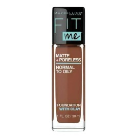 MAYBELLINE Base Maquillaje Fit Me Matte Rich Tan + Poreless 30ml, matifica y controla el brillo, tiene FPS 22