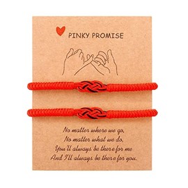 Red String of Fate Couple Bracelet Matching Protection Long Distance Good Luck Bangle Bracelet for Him Her Relationships Valentines Day Gifts Adjustable Strand Bracelets for Boyfriend Girlfriend-red