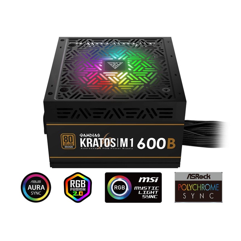 GAMDIAS 600W Bronze PSU, RGB Gaming PC Power Supplies 600W