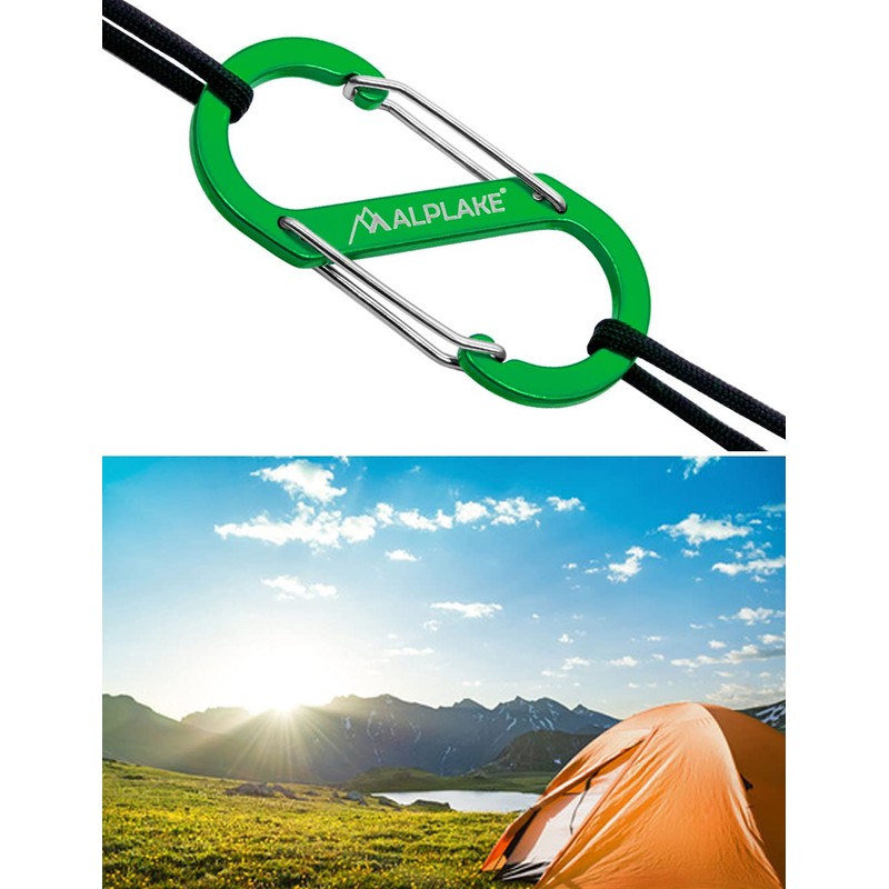 ALPLAKE ® - Pack of 4 Material Carabiners, Double Carabiner,