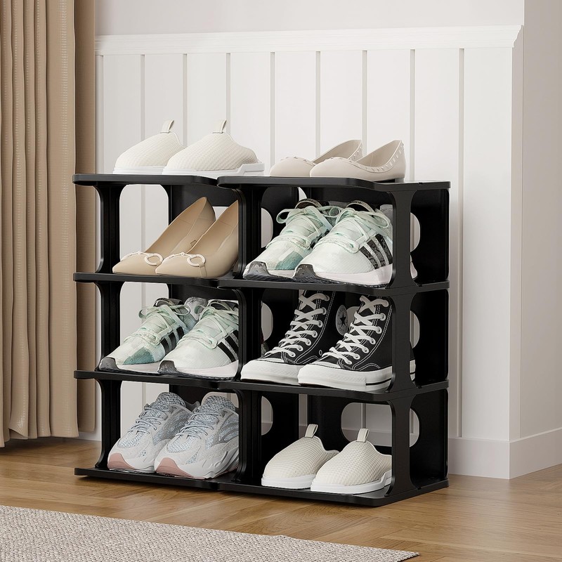 HAIXIN Vertical Narrow Tall Shoe Rack for Front Door Entrance,