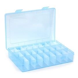 AKOAK 1 Pack 24 Grid Plastic Storage Case, Transparent Jewelry Display Organizer, Detachable Divider -7.5"x 5.1"x 1.4" for Beads, Jewelry, Earrings, Rings (Blue)