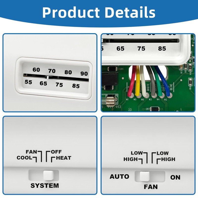 White 7330F3852 RV Thermostat for Coleman Mach RV Thermostat Heat/Cool