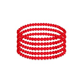 HSQYJ 5Pcs Birthstone Crystal Bracelets for Women Stretch Bead Bracelet Dainty Stack Friendship Bracelets to Daughter Mom Birthday jewellery Gift (Jul. Red)