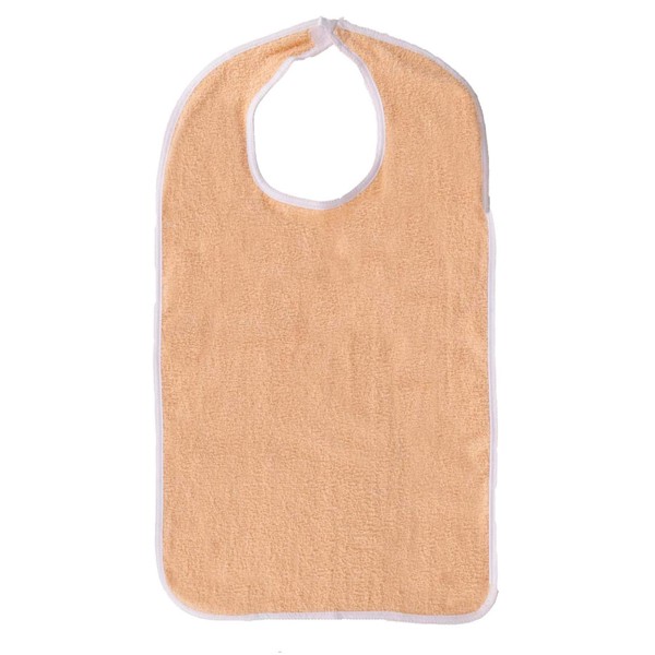 Adult Terry Cloth Bib with Velcro Closure Size 18 X 30-6 Pack - Peach